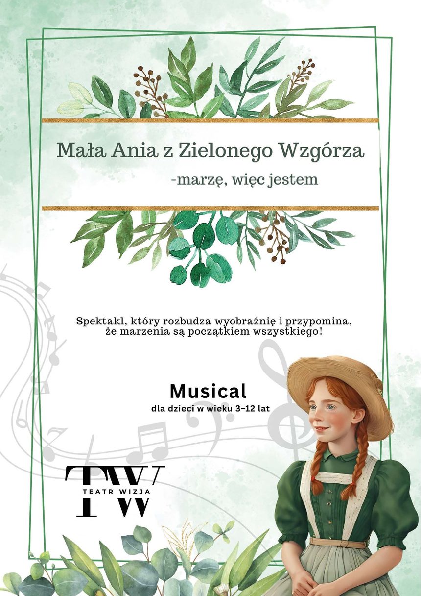 Plakat spektaklu Mała Ania z Zielonego Wzgórza